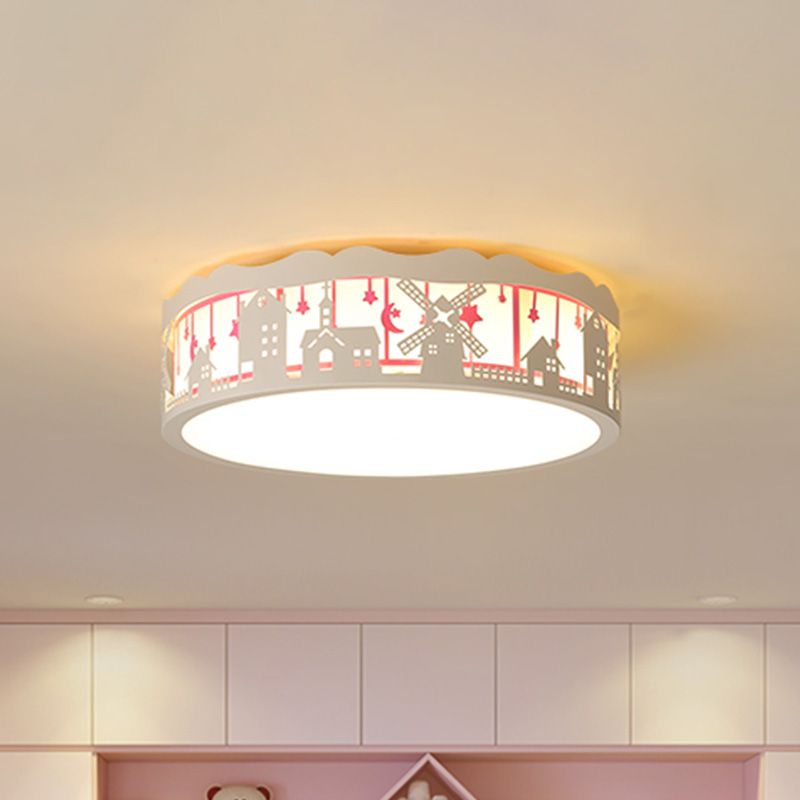 Lampada da soffitto a LED per sala giochi per bambini in ferro con motivi a forma di casa dei cartoni animati in luce calda/bianca