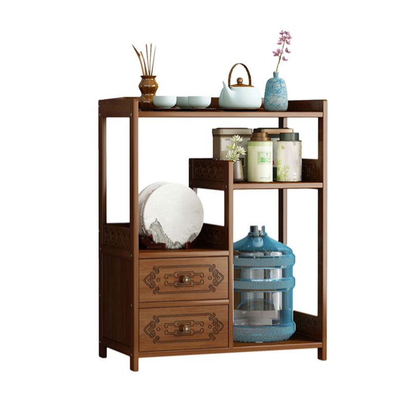 Contemporary Style Table Double Tier Wood Accent Side Table with Shelf
