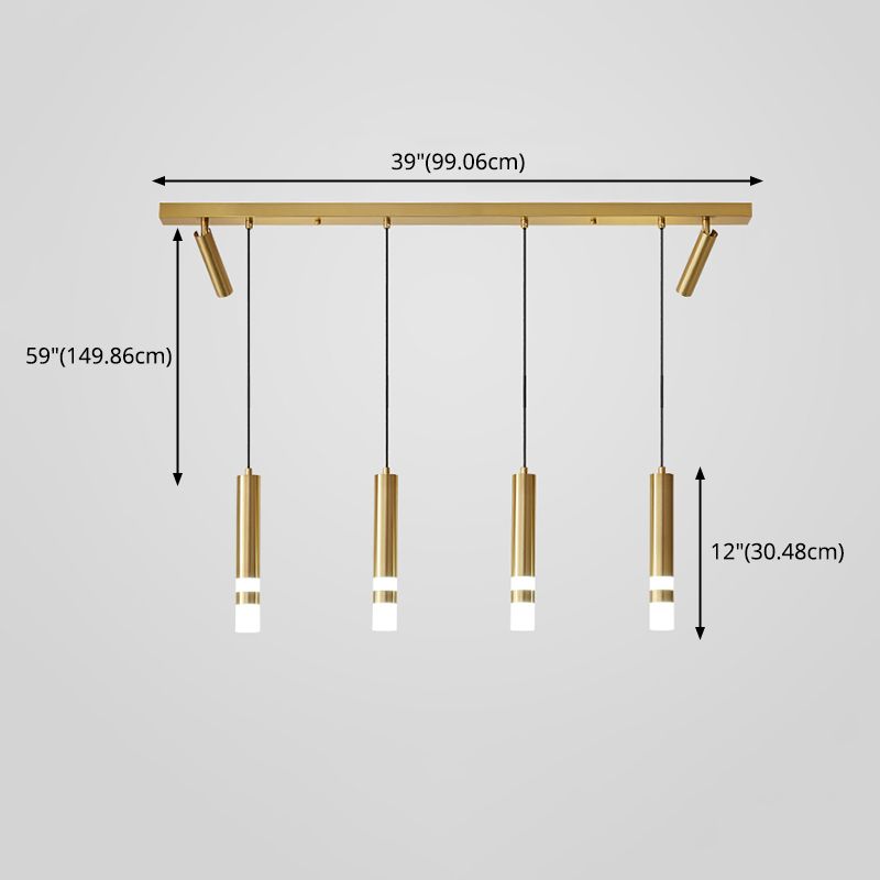 Cilindros de oro Luz de la isla Luz de estilo contemporáneo LED Metal Island Fixture