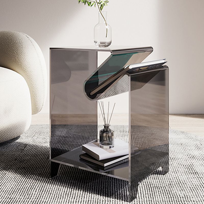 Modern Acrylic 22.04" Tall End Table Rectangular Sled Side Table