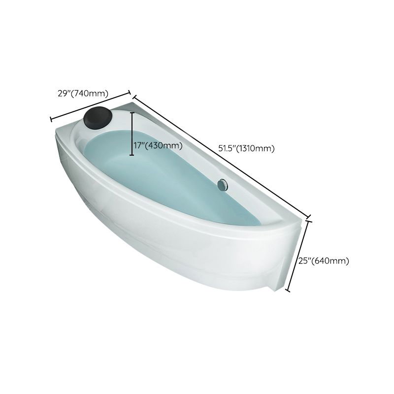 Modern White Acrylic Corner Tub Soaking 29.13-inch Tall Bathtub for Bathroom