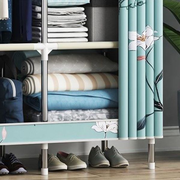 Contemporary Wardrobe Metal 1-Door Wardrobe Closet With Shelves