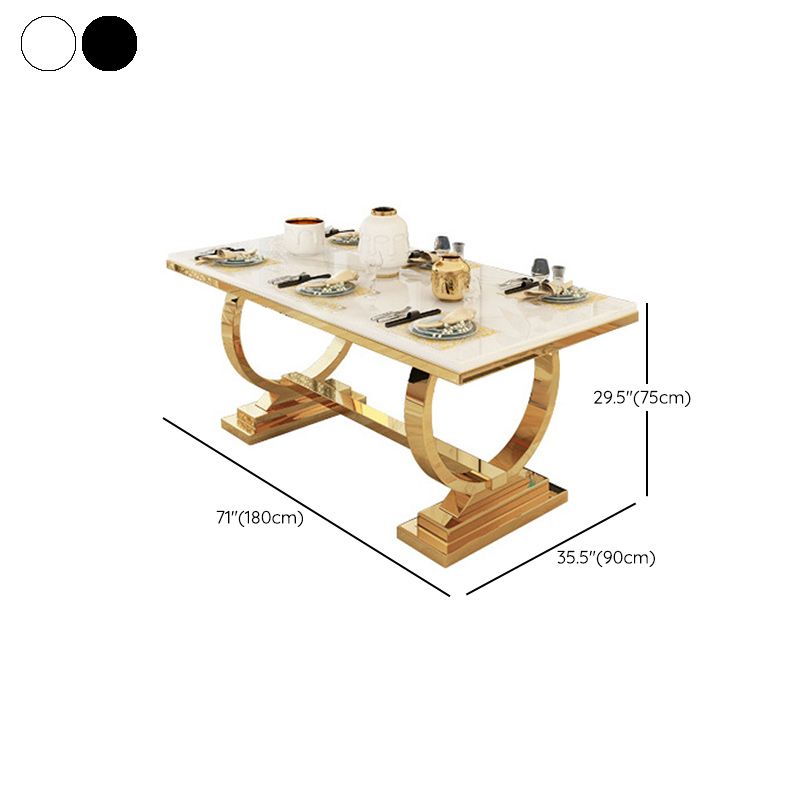 Metal Traditional Luxury Rectangle Table Stone Top Table for Home