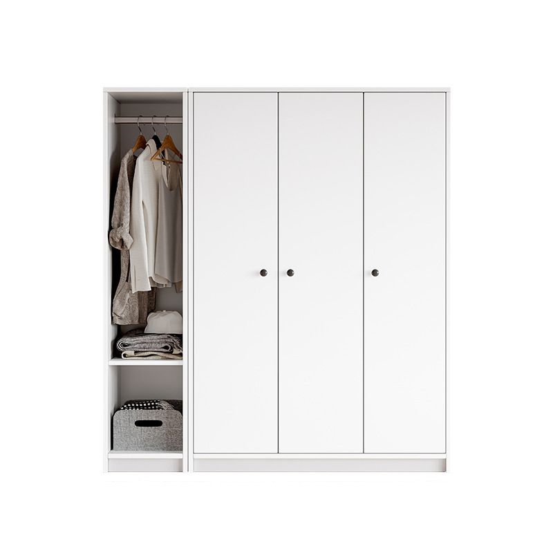 White Wardrobe Armoire with Shelves Engineered Wood Wardrobe Cabinet