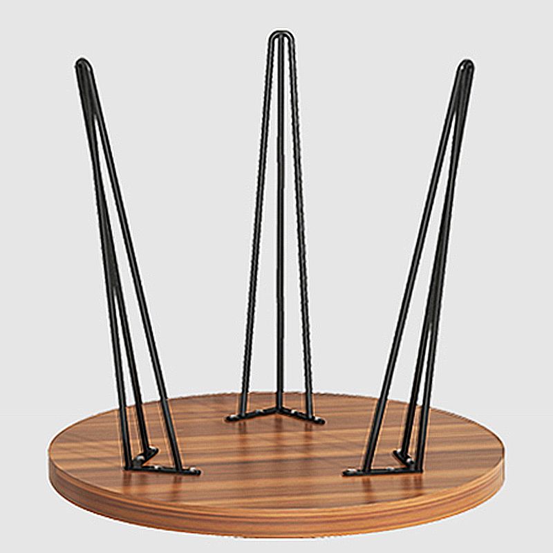 Modern 3 Legs Metal Base Grey/white/brown Round Wood Top End Table