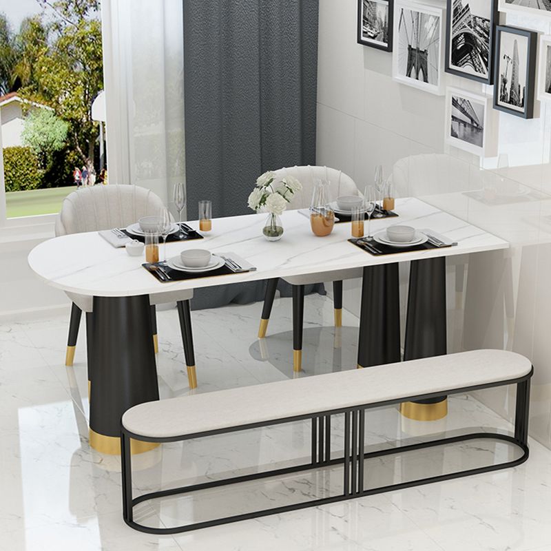 Metal Modern Free Form Dining Table Sintered Stone Top Table with 3 Legs