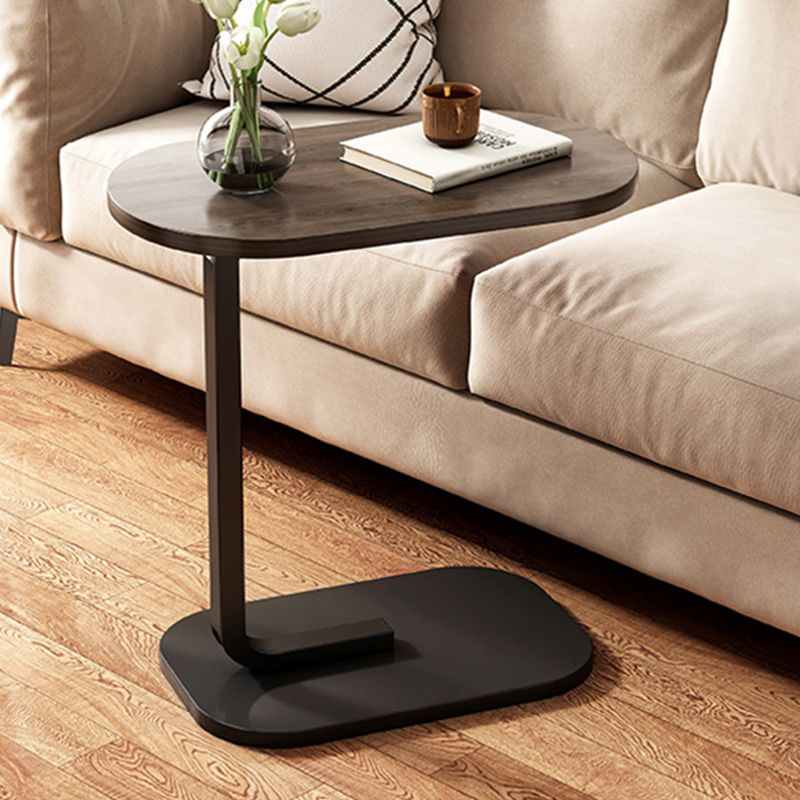 23.6" Tall C-shape End Table Wooden Accent Side Table for Living Room