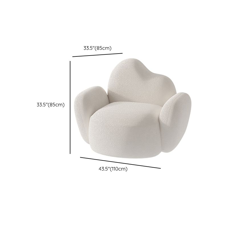 Scandinavian 29.92" Wide Wool Wood Frame Sofa in White For Living Room