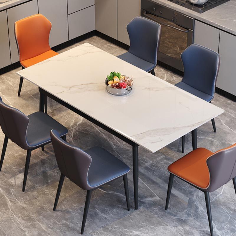 Rectangular Sintered Stone Dining Table Modern Extendable Table with 4 Legs