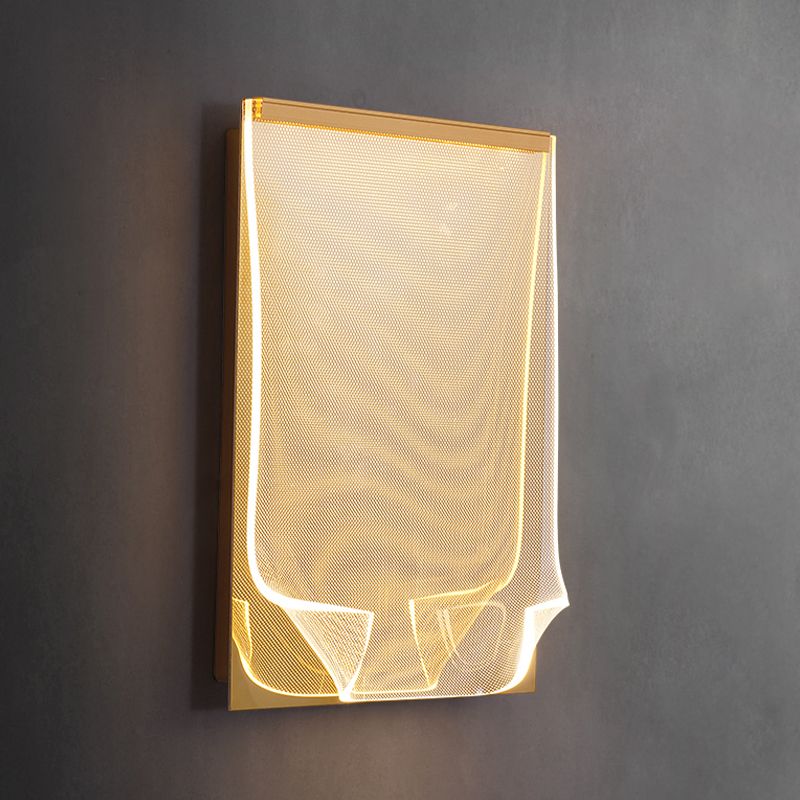 Modern Metal Wall Sconce Book Shape Wall Light with Acrylic Shade for Bedroom