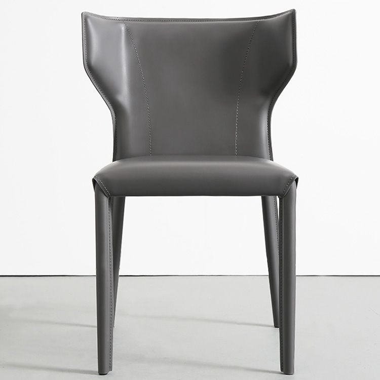 Contemporary Faux Leather and Metal Armless Dining Room Chair