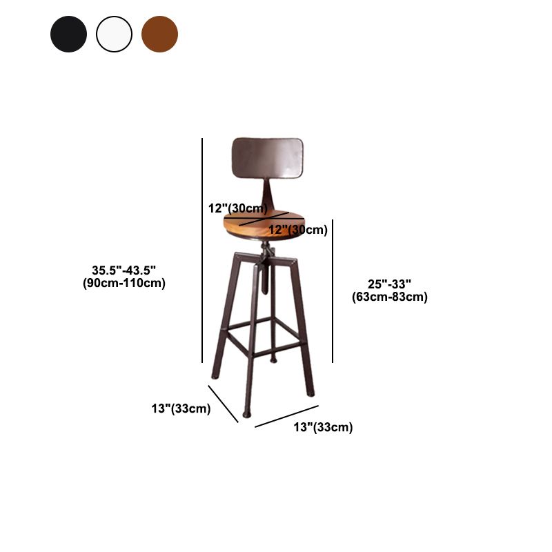 Modern Armless Counter Stool Iron Bar Stool with Wooden Seat and Pedal