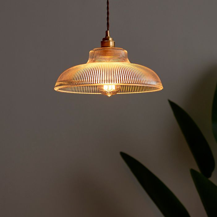 Retro Industrial 1 Light Anhänger Prismatische Klarglas Kuppel Anhängerlampe für Coffeeshop