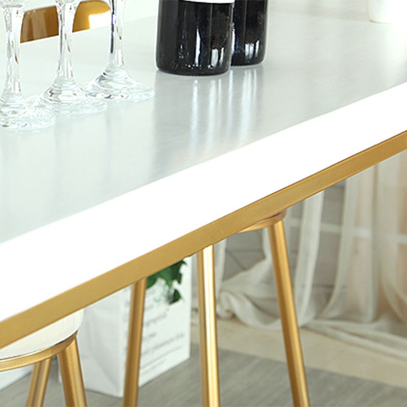 1/4 Pieces Moderns Rectangle Pub Table Set Wooden Counter Table with High Stools