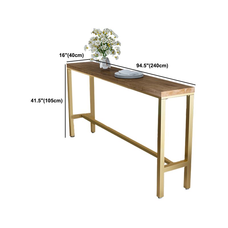 Glam Style Rectangle Bar Table 1/6 Pieces Solid Wood Counter Table