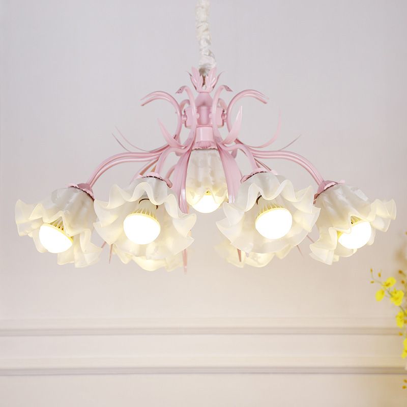 Estilo moderno de 9 luces Luces colgantes de lámparas Flower Glass Pendse Lighting