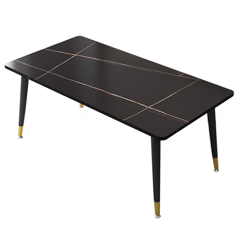 Mesa de comedor de piedra sinterizada simple Mesa de comedor de forma rectangular con 4 patas base