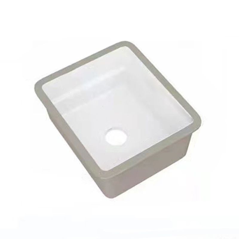 Modern Undermount Vanity Sink Rectangular Porcelain with Overflow and Faucet Vessel