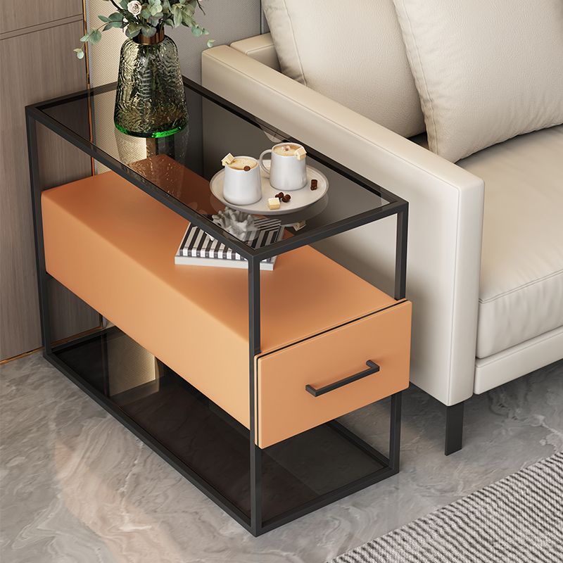 Modernistic Sofa Side Accent Table with Pedestal and 1 Drawer