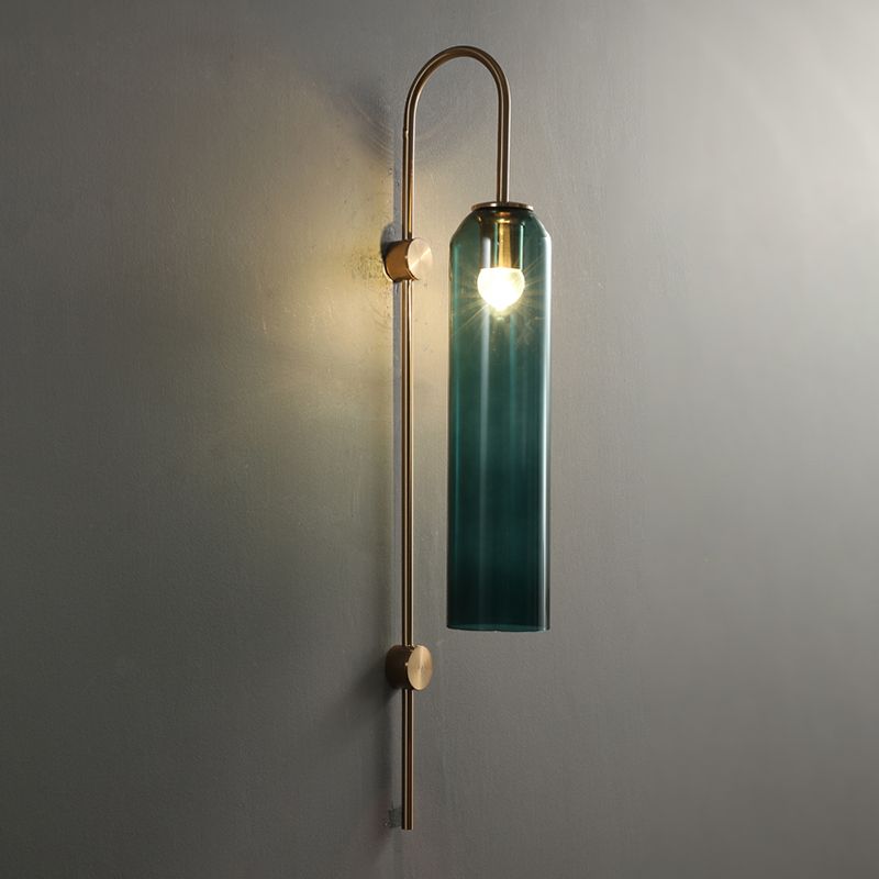 Stainless-Steel Indoor Wall Lamp in Modern Artistic Style Glass Cylindroid Wall Light