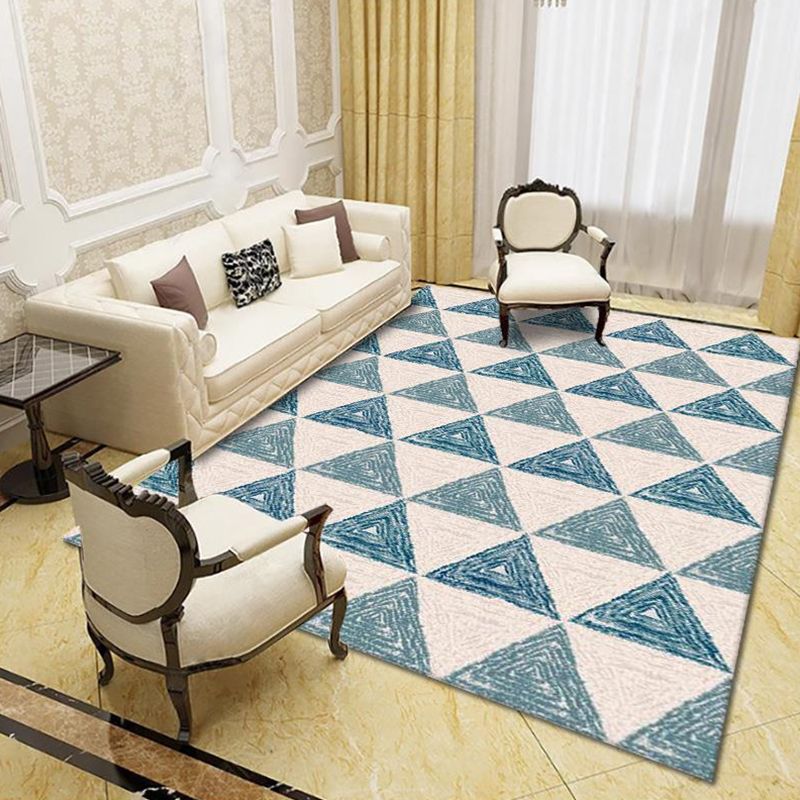 Modern Living Room Rug Multi Colored Geo Print Carpet Polypropylene Anti-Slip Pet Friendly Indoor Rug