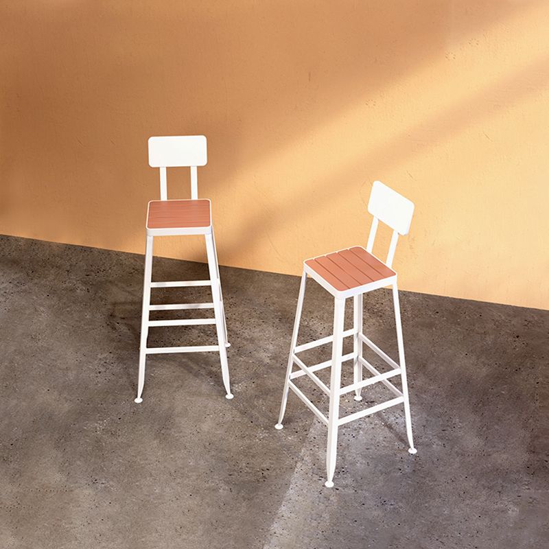 Iron Frame Bar Stool in Black and White Contemporary Low Back Armless Bar Stool