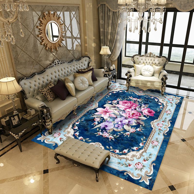 Abstract Marble Print Rug Eclectic European Style Carpet Anti-Slip Backing Carpet for Living Room