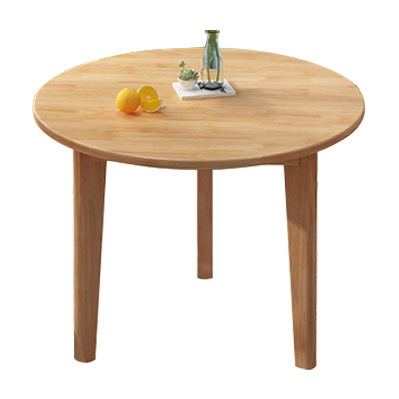 Round Wood Color Dining Table Simplicity Solid Wood 4 Legs Table for Dining Room