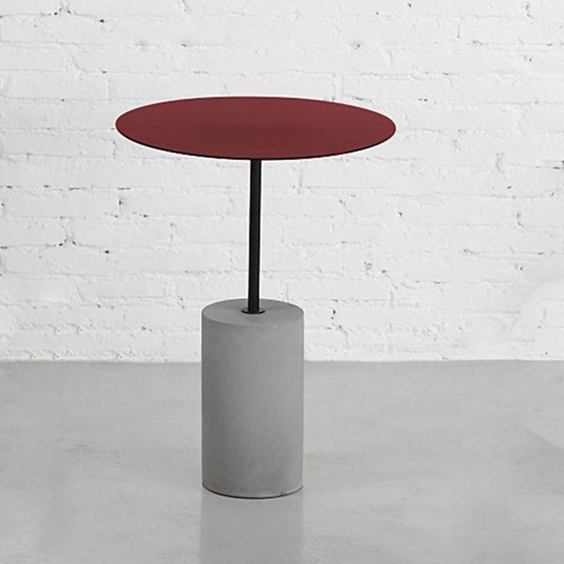 Modern Metal Round Top Side Table Concrete Pedestal End Table