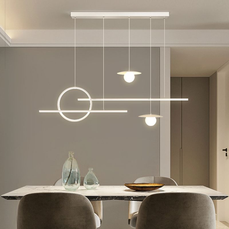 Modern 2/3/5-Light Kitchen Island Lighting White Shaded Island Pendant Lighting