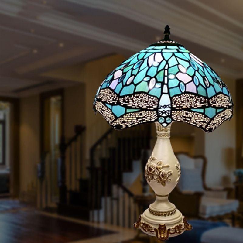 Schüssel Nachttisch Lampe Single-Bulb Buntglas Tiffany Tisch leichte Ideen für das Restaurant