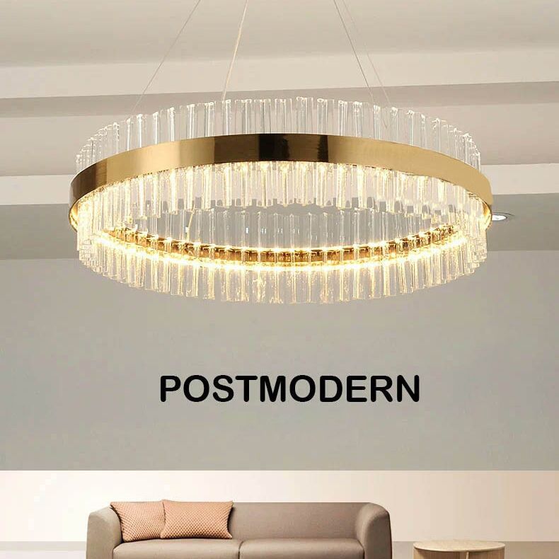 Postmodern Simplicity Round Pendant Chandelier Crystal Hanging Light Fixture for Living Room