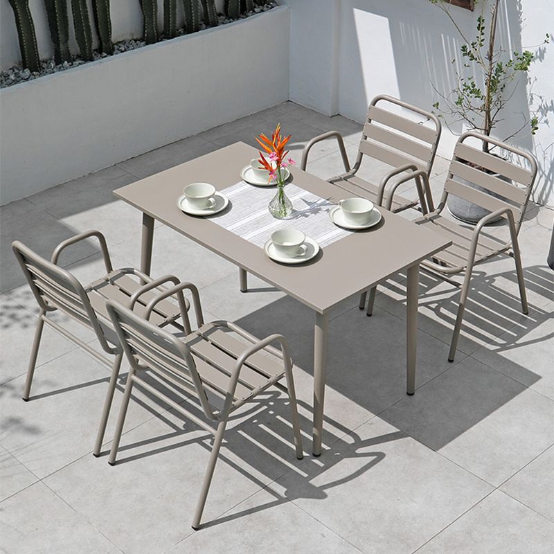 Industrial Armchair Open Back Metal Patio Dining Chair with Arm