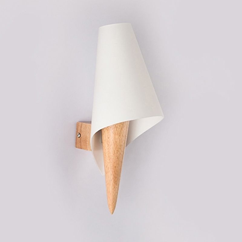 Modernist Wall Sconce Wood and Glass Wall Light Fixture for Bedroom