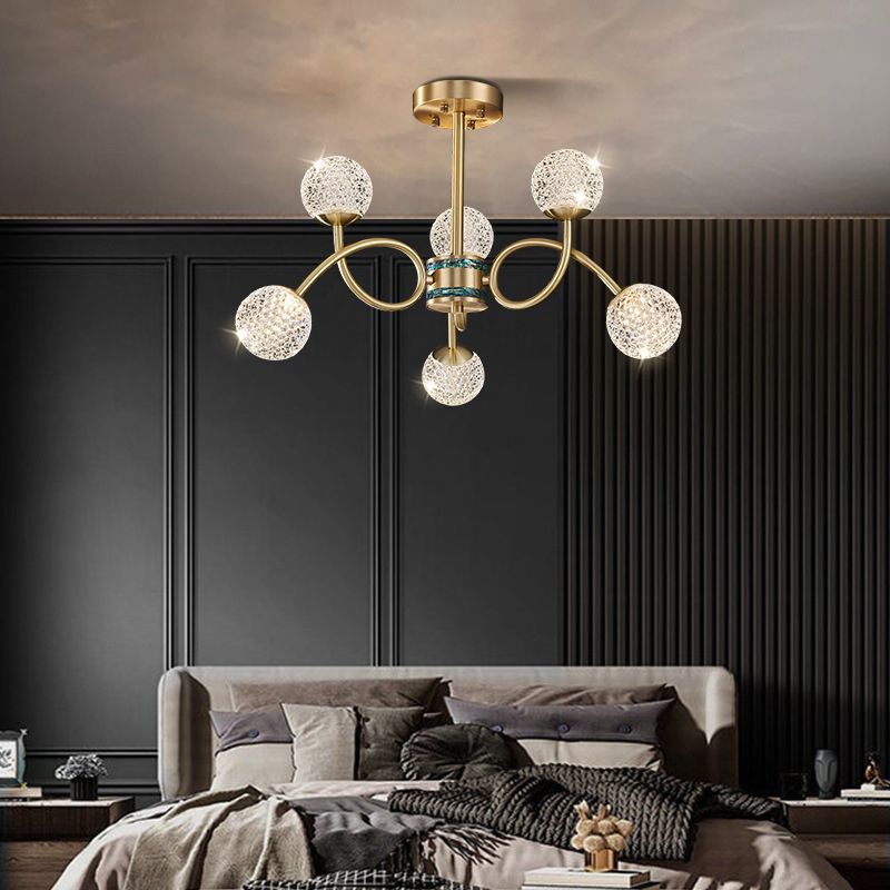 Gold Deckenhängung Lampe Moderne Globe Form Metall Kronleuchter Beleuchtung
