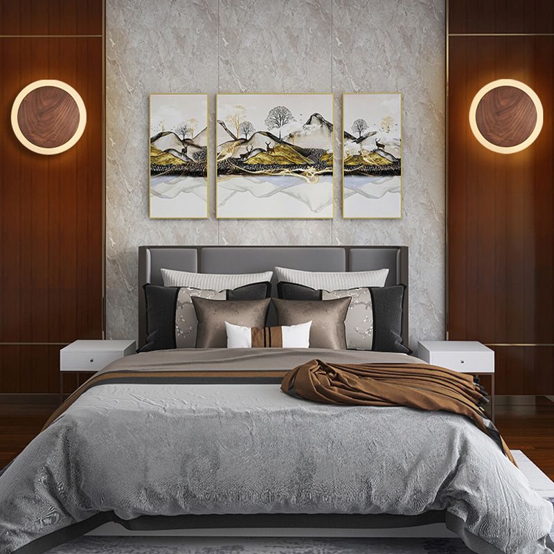 Geometric Shape Wood Wall Light Fixture Modern Style Wall Lamp for Living Room