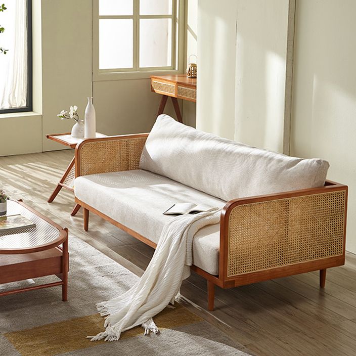Solid Wood Square Arm Sofa Tropical Cushions Sofa for Living Room