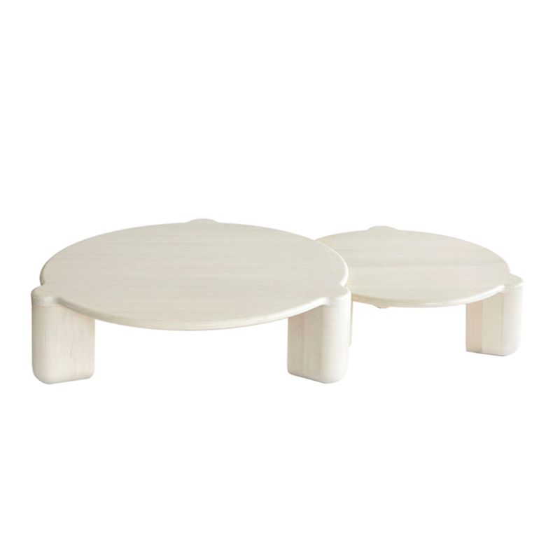 White Goose/black Oak Round Coffee Table with 3 legs Base Cocktail Table