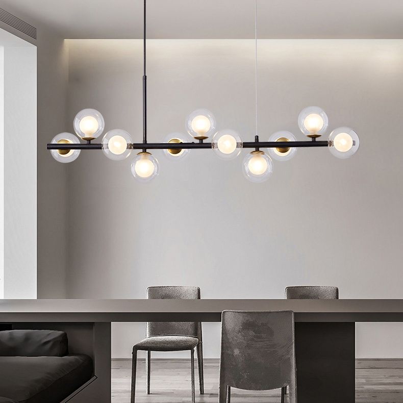 Round Island Chandelier Lights Contemporary Glass Chandelier Lighting Fixtures for Dining Table