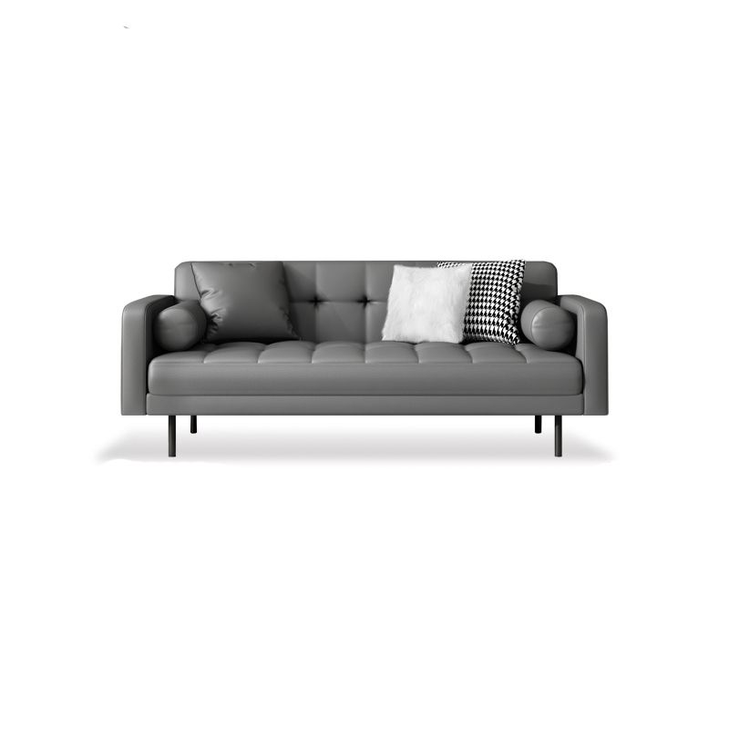 Faux lederen koekje achterbank 31.49 "H modernisme vierkante armbui
