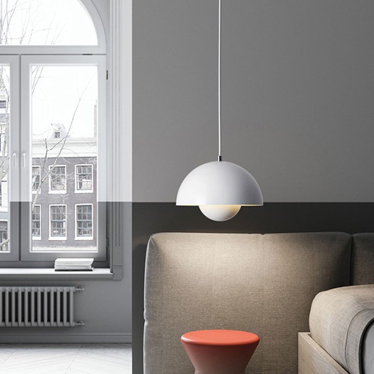 Modern Globe Pendant Ceiling Lights 1 Light Pendant with Stainless Steel Shade for Bedroom