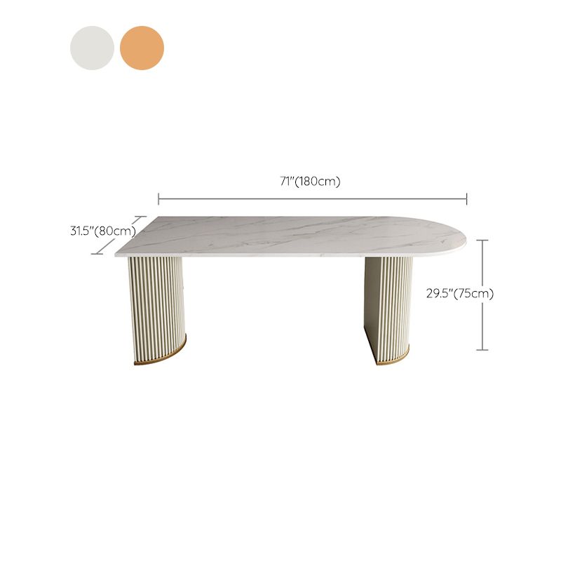Modern Sintered Stone Dining Table Double Pedestal Table for Dining Room