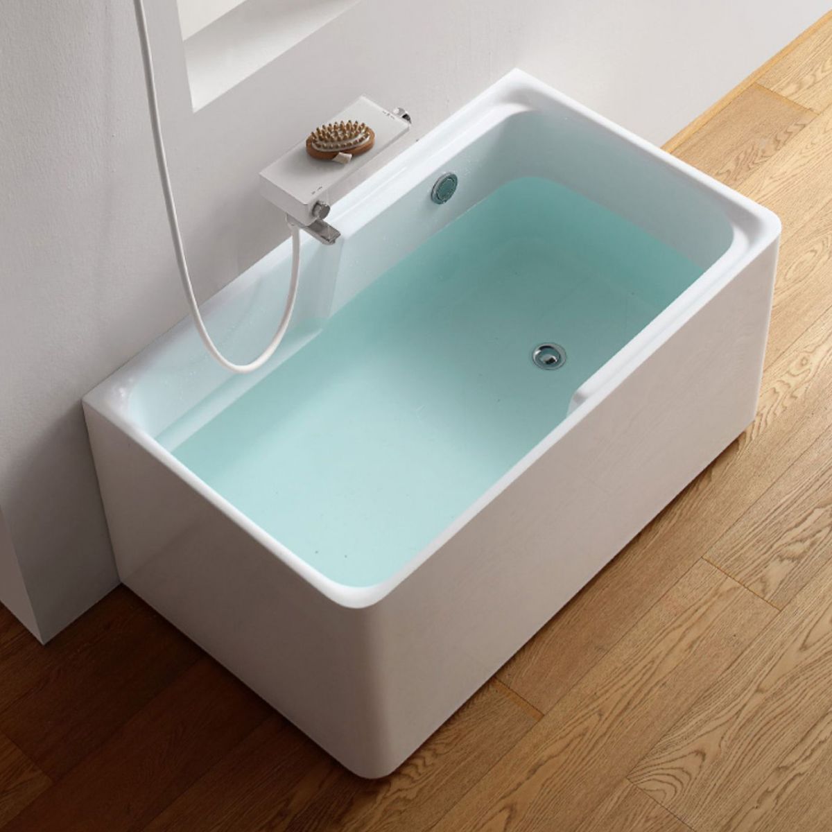 Rectangular Soaking Bathtub Antique Finish Acrylic Back to Wall Bath Tub