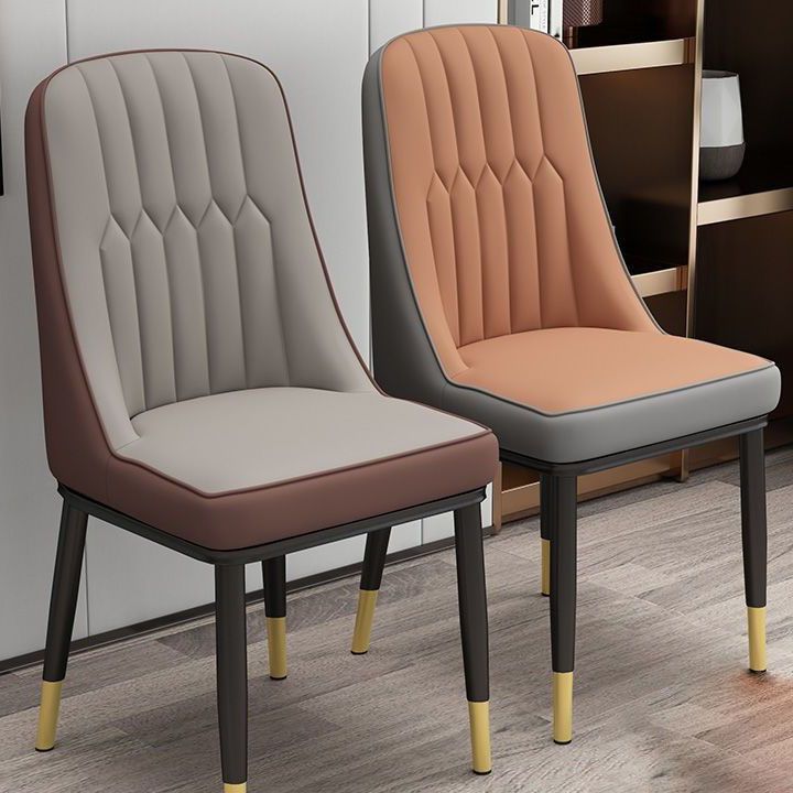 PU Leather Dining Chairs Industrial Parsons Chair with Metal Legs