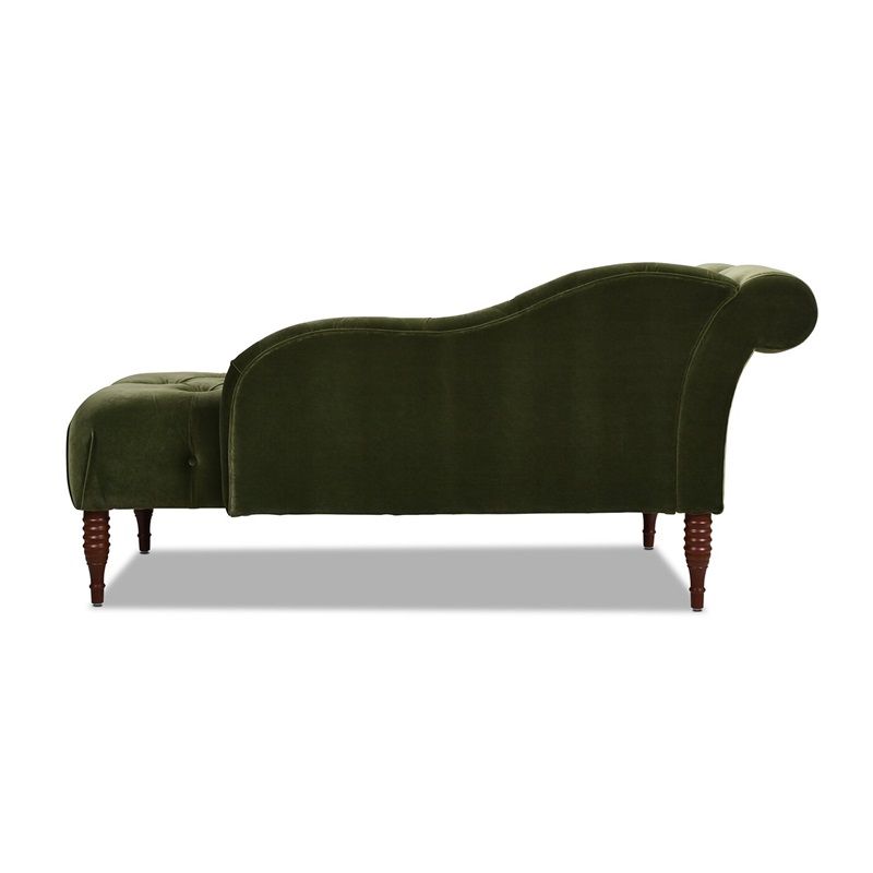 Velvet Rolled Arms Chaise Luxury Solid Wood Chaise for Living Room