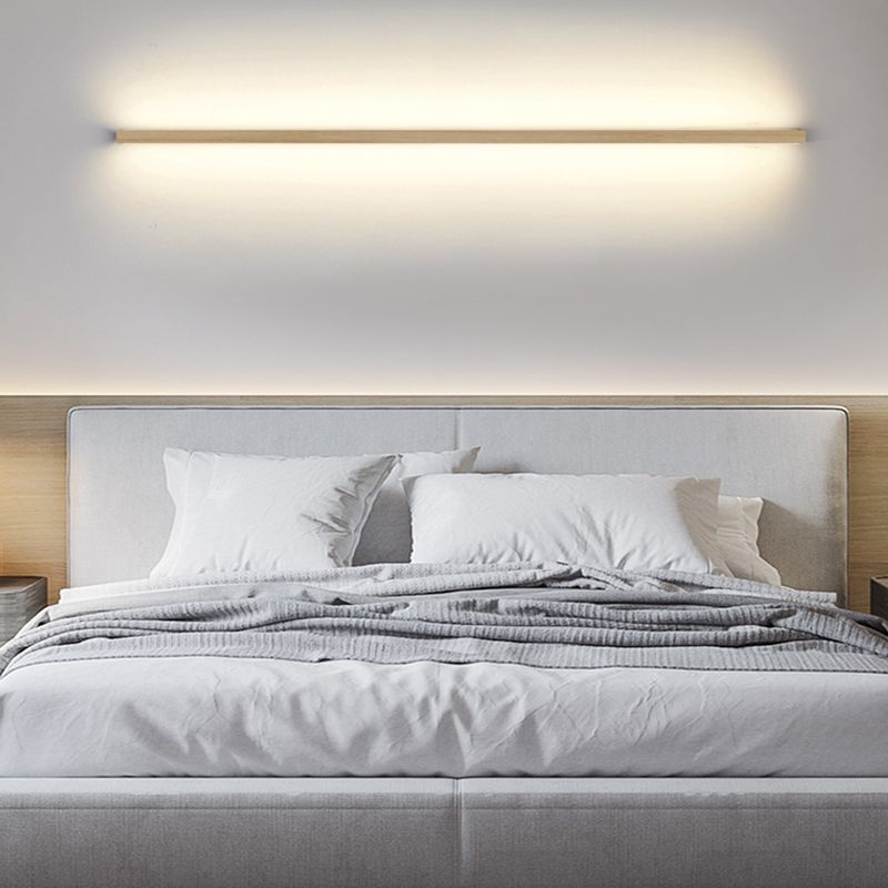 Multi Lights Linear Wall Mounted Lamps Modern Style Wood Wall Lights