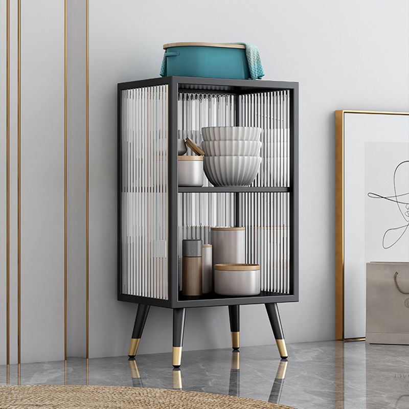 Glam Style Metal Sideboard Kitchen Sideboard in White and Black