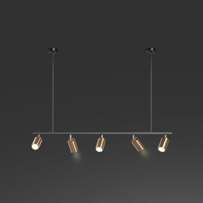 Modern Isola illuminazione cilindro lampadario isola metallo 5 illuminazione dell'isola in oro e nero