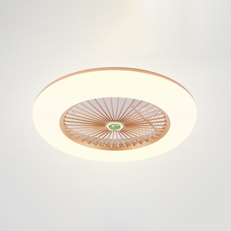 5 Klingen runde Schlafzimmer Deckenventilator Leuchtmetall Nordic LED Semi Flush Mount Lampe mit Fernbedienung, 19,5 "breit