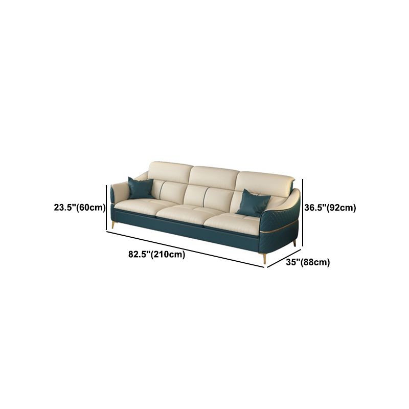 Beige Genuine Leather Sofa/Sectional Tear Resistant Square Arm Sofa for Living Room